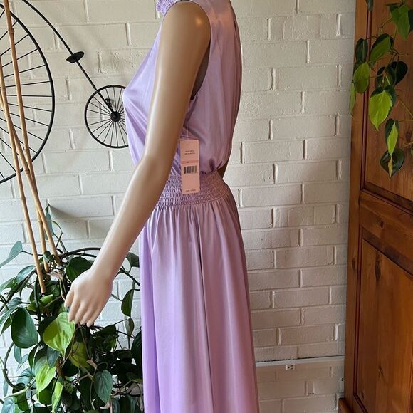 𝅺NANETTE Lepore satin prom/evening gown high low color orchid bloom size 2 - Picture 4 of 6
